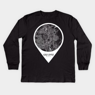 Kuala Lumpur, Malaysia City Map - Travel Pin Kids Long Sleeve T-Shirt